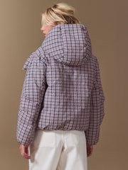 Pink Check with Scarf Short Padded Jacket - Image 3 of 11