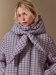Pink Check with Scarf Short Padded Jacket - Image 4 of 11