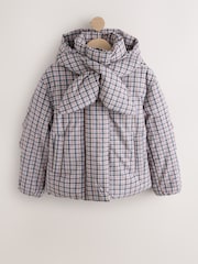 Pink Check with Scarf Short Padded Jacket - Image 7 of 11