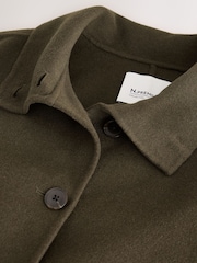 Olive Green N.Premium Hand Sewn Funnel Neck Short Coat - Image 8 of 8