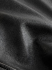 কালো - Real Leather Center Front Zip Jacket - 9এর মধ্যে 8 ছবি