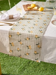 Furn Sage Fruits Lemons Indoor/Outdoor Table Runner - Image 1 of 4