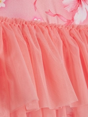 River Island Pink Hibiscus Bow Tutu Swimsuit - Image 3 of 4