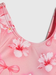 River Island Pink Hibiscus Bow Tutu Swimsuit - Image 4 of 4