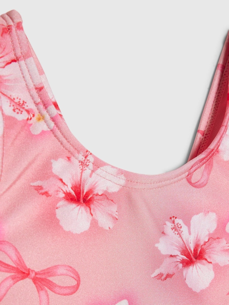 River Island Pink Hibiscus Bow Tutu Swimsuit - Image 4 of 4 River Island Pink Hibiscus Bow Tutu Swimsuit - Image 4 of 4