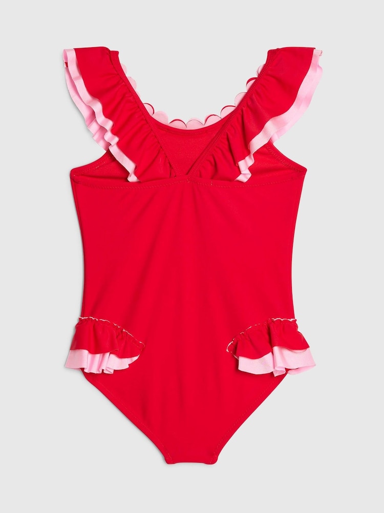 River Island Red Heart Frill Swimsuit - Image 2 of 4 River Island Red Heart Frill Swimsuit - Image 2 of 4