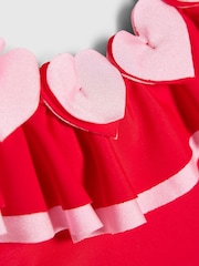 River Island Red Heart Frill Swimsuit - Image 4 of 4