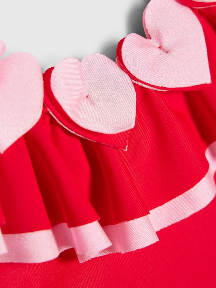 River Island Red Heart Frill Swimsuit - Image 4 of 4 River Island Red Heart Frill Swimsuit - Image 4 of 4