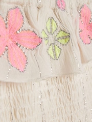 River Island Cream Neon Embrodierred Frill Top & Hareem Jogger Set - Image 4 of 4