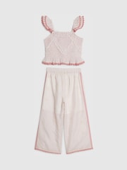 River Island Pink Stripe Frill Top & Frill Trousers Set - Image 2 of 4