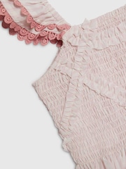 River Island Pink Stripe Frill Top & Frill Trousers Set - Image 3 of 4
