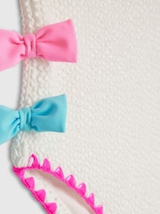 River Island White Side Bow Textured Swimsuit - Image 3 of 3