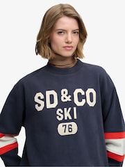 Superdry Navy Blue Preppy Ski Sweatshirt - Image 5 of 7