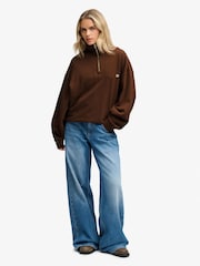 Superdry Brown Monogram Half Zip Sweat Top - Image 2 of 6