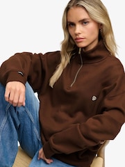 Superdry Brown Monogram Half Zip Sweat Top - Image 4 of 6