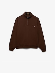 Superdry Brown Monogram Half Zip Sweat Top - Image 5 of 6