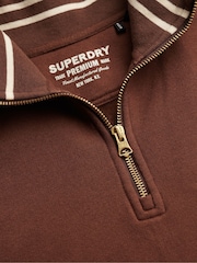 Superdry Brown Monogram Half Zip Sweat Top - Image 6 of 6