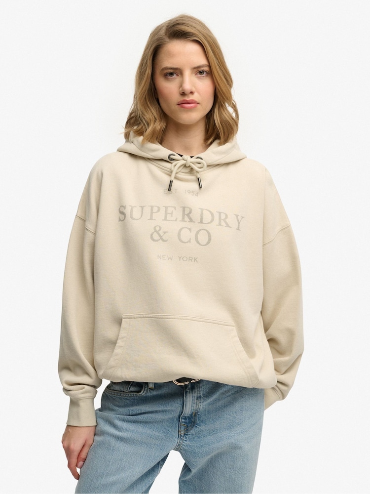 Marrón - Sudadera con capucha informal y relajada Luxe de Superdry - Imagen 1 de 6