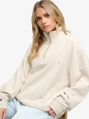 Superdry Cream Monogram Half Zip Sweat Top - Image 5 of 6