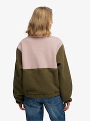 Superdry Khaki Green Colour Block Pull Over Fleece - Image 2 of 6