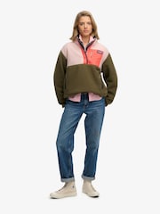 Superdry Khaki Green Colour Block Pull Over Fleece - Image 4 of 6