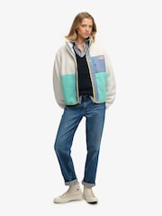 Superdry White & Blue Colour Block Fleece Jacket - Image 4 of 7