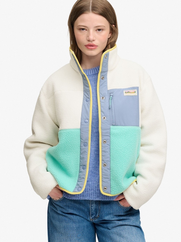 Blanc et bleu - Veste en polaire Superdry color block - Image 6 de 6
