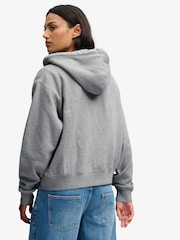 Superdry Grey Ath Ess Relaxed Crop Zip Hoodie - Image 2 of 7