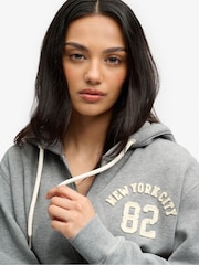 Superdry Grey Ath Ess Relaxed Crop Zip Hoodie - Image 5 of 7