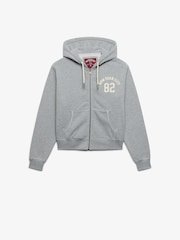 Superdry Grey Ath Ess Relaxed Crop Zip Hoodie - Image 6 of 7