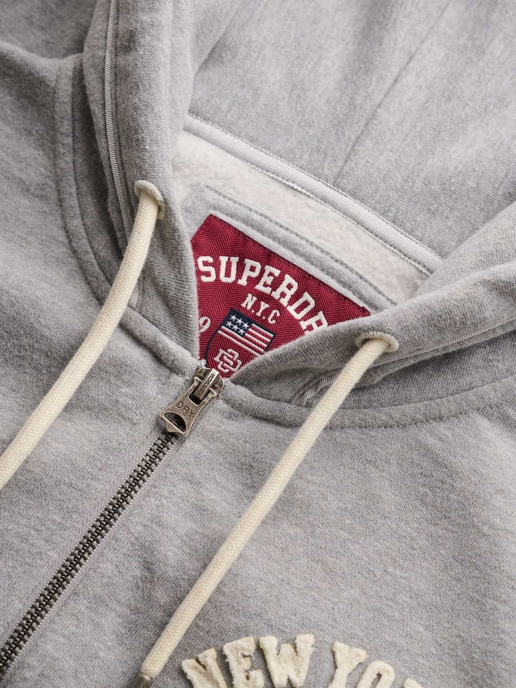 Superdry Grey Ath Ess Relaxed Crop Zip Hoodie - Image 7 of 7