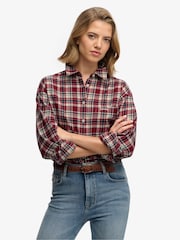 Superdry Red Check Flannel Relaxed Shirt - Image 1 of 8