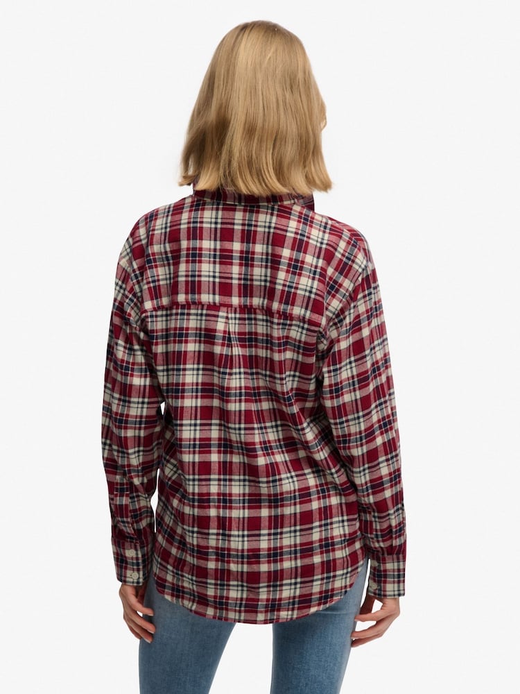 Superdry Red Check Flannel Relaxed Shirt - Image 2 of 8