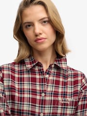 Superdry Red Check Flannel Relaxed Shirt - Image 4 of 8