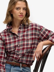 Superdry Red Check Flannel Relaxed Shirt - Image 5 of 8