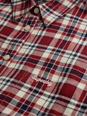 Superdry Red Check Flannel Relaxed Shirt - Image 7 of 8