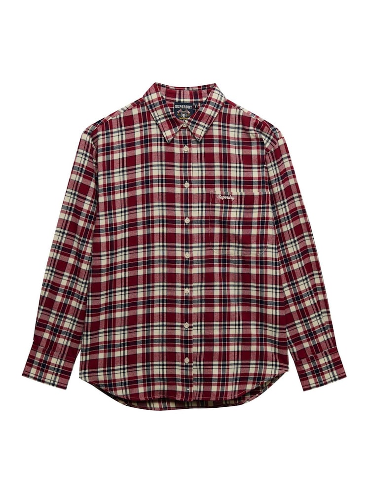 Superdry Red Check Flannel Relaxed Shirt - Image 8 of 8