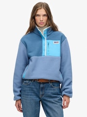 Superdry Blue Colour Block Pull Over Fleece - Image 1 of 5