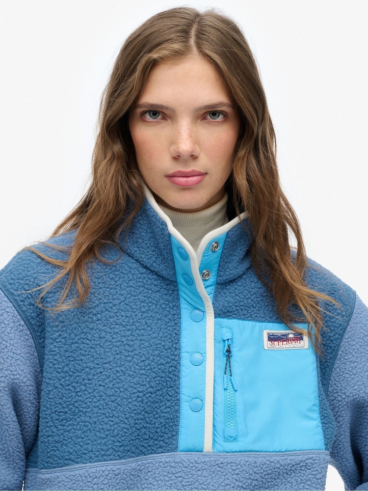 Superdry Blue Colour Block Pull Over Fleece - Image 5 of 5