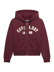 Superdry Red Ath Ess Relaxed Crop Zip Hoodie - Image 6 of 7