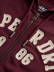 Superdry Red Ath Ess Relaxed Crop Zip Hoodie - Image 7 of 7
