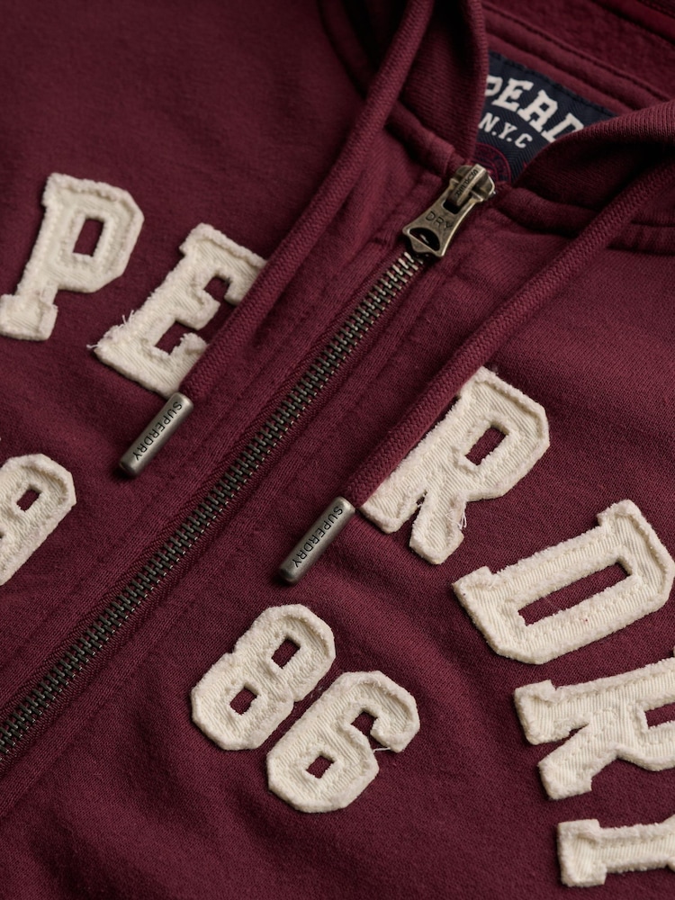Superdry Red Ath Ess Relaxed Crop Zip Hoodie - Image 7 of 7 Superdry Red Ath Ess Relaxed Crop Zip Hoodie - Image 7 of 7