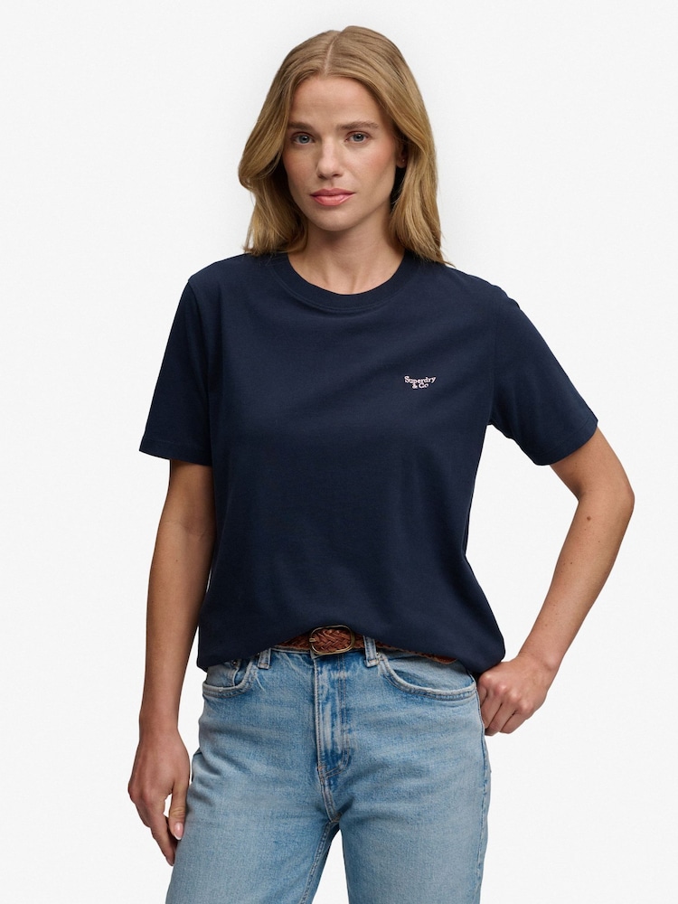 ブルー - Superdry Signature 刺繍Tシャツ - 画像 1 / 7