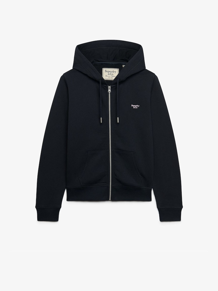 Մուգ կապույտ - Superdry Signature Emb Zip վերնաշապիկ - Պատկեր 1 2-ից