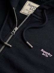 Superdry Navy Blue Signature Emb Zip Hoodie - Image 7 of 7