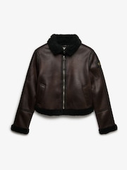 Superdry Brown Faux Shearling Jacket - Image 2 of 3