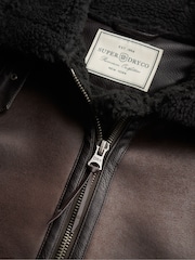 Superdry Brown Faux Shearling Jacket - Image 3 of 3