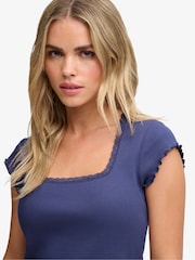 Superdry Blue Athletic Essential Square Neck T-Shirt - Image 3 of 7