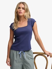 Superdry Blue Athletic Essential Square Neck T-Shirt - Image 4 of 7