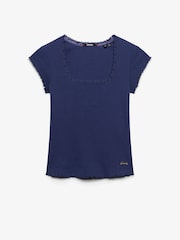 Superdry Blue Athletic Essential Square Neck T-Shirt - Image 6 of 7